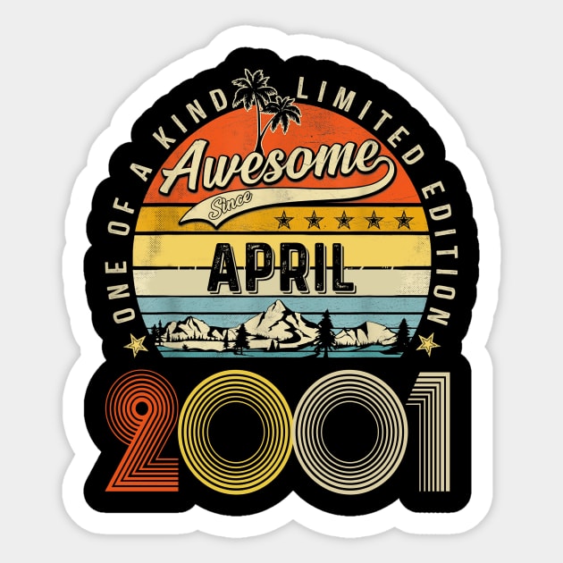 Awesome Since April 2001 Vintage 22nd Birthday Sticker by Mhoon 